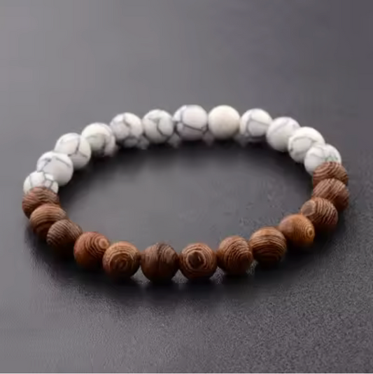 Volcanic Grounding & Lava Stone Bracelet B&W